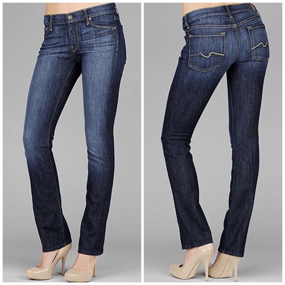 7 For All Mankind Denim - 7 For All Mankind Faded Front Straight Leg Jeans